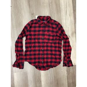 Abercrombie & Fitch Red and Black Button-Up Flannel Blouse, Size XS